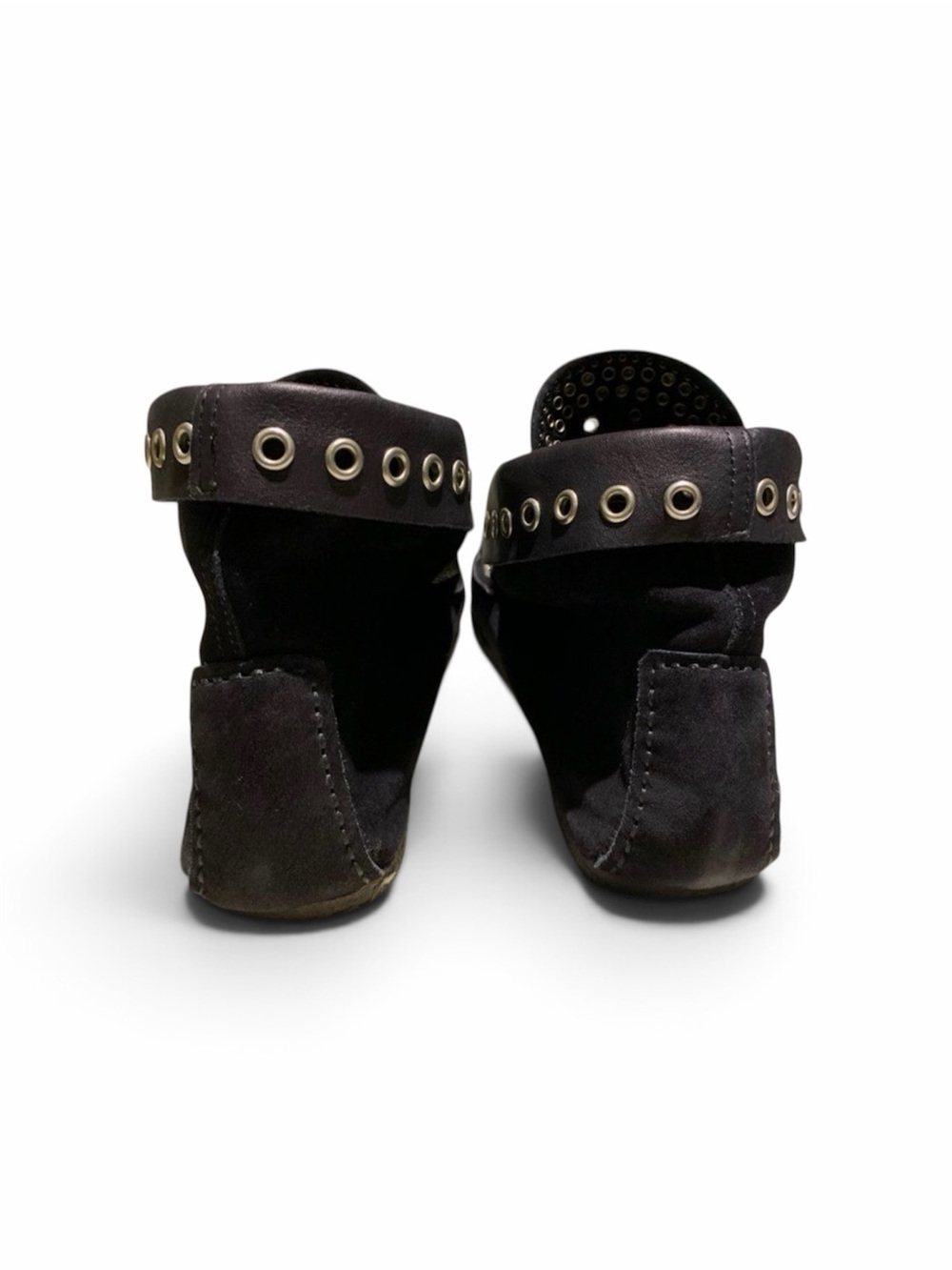 Isabel Marant Morley Studded Moccasins Black Leather Suede Silver Studs & Eyelet - Picture 2 of 6